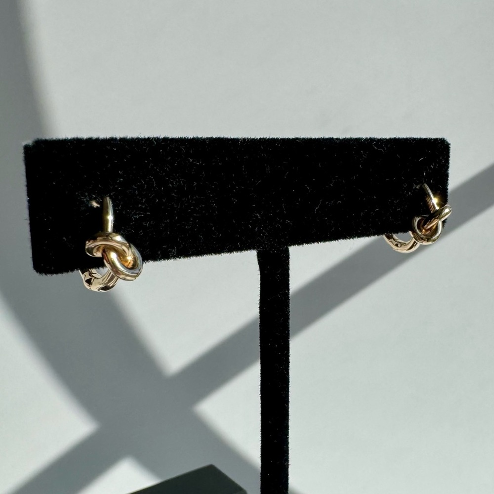 Dana Rebecca Designs Nana Bernice Knot Huggies in Yellow Gold - Picture 2 of 13